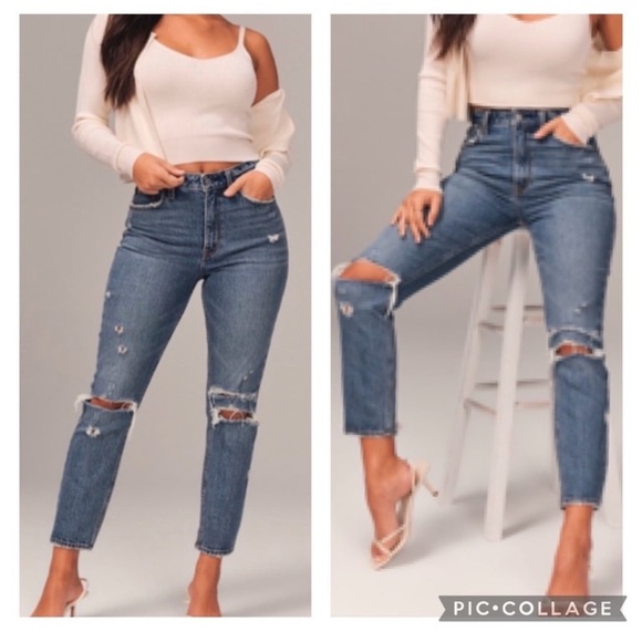 ABERCROMBIE & FITCH Curve Love The Mom High Rise Jean Distressed Size 28/6R - Picture 2 of 14